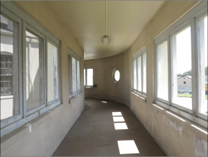 Figure 3. One of the hallways linking buildings. To help patients with limited mobility, the hallways did not have steps.